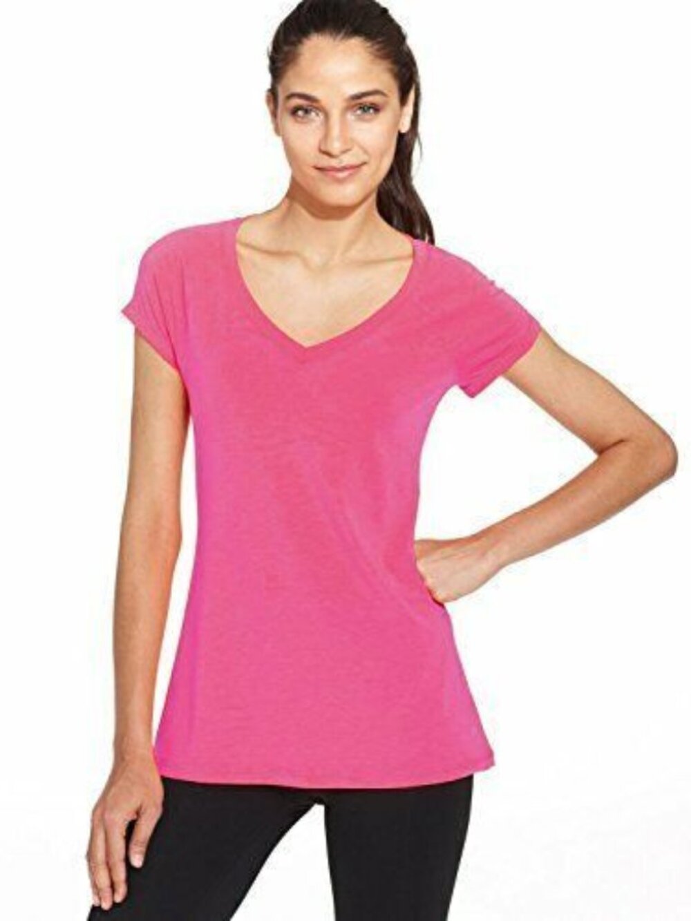Ideology Womens Cap Sleeve V Neck T-Shirt